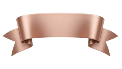 Isolated Rose Gold Ribbon Banner Scroll for Message, Label, or Award with No Background