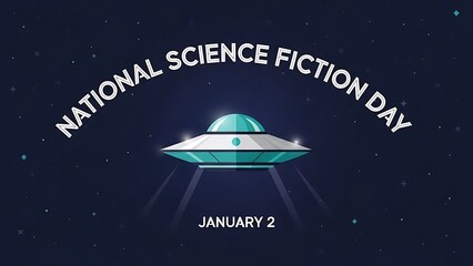 National Science Fiction Day with futuristic UFO on January 2