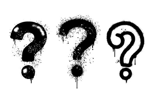 Collection of graffiti spray paint question mark symbols urban street style