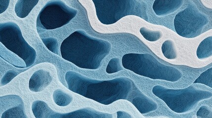 Abstract Organic Bio Circuit Membrane Seamless Blue Texture Background