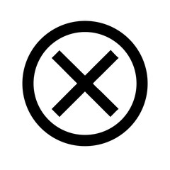 Fototapeta premium Icon of Denial: The stark simplicity of a bold X mark, encased within a contrasting circle, conveys a definitive message of negation or disapproval.