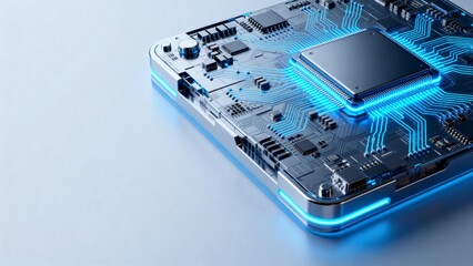 Closeup of illuminated circuit board