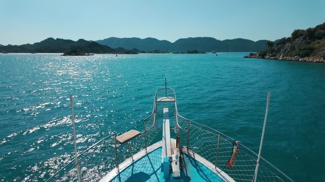 Scenic view of Kekova, a historic underwater civilization with its turquoise crystal clear waters in Antalya, Turkey.