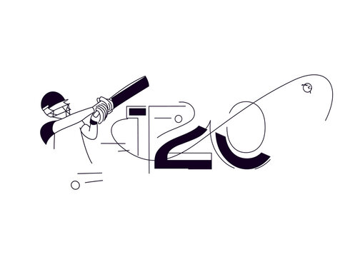PNG image of&nbsp;Stylized graphic logo featuring a cricket batsman hitting a powerful shot beside T20 numerals on transparent background
