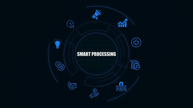 Futuristic Smart processing  Dashboard Interface Technology, Internet and network concept, Tech Performance Panel , Digital Data Analytics HUD 4k video .