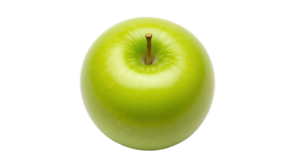 Isolated Granny Smith apple, fresh green fruit with stem for healthy food and snack diet