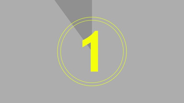 Countdown timer with yellow numbers on a gray background, dynamic motion for film and video projects