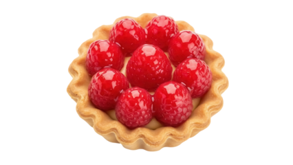 Isolated raspberry tart pastry dessert, baked fruit pie with filling, yummy sweet confectionery
