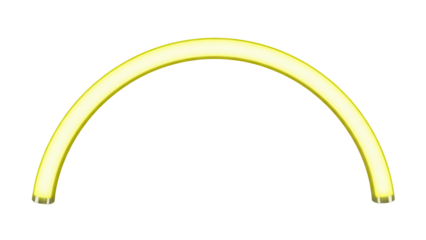 Isolated luminous arc neon sign for decoration, design, or lighting elements; yellow glow