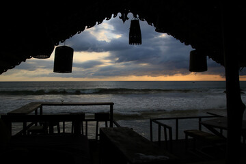 Colorful sunset at a beach near Bossa, Sri Lanka.