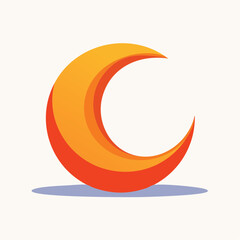 Abstract crescent moon shape with gradient orange and red colors, modern design
