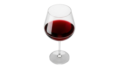 Isolated glass of red wine against a neutral backdrop, ready for design integration, use