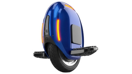 Isolated one wheel electric scooter, self-balancing single wheel, personal transporter concept