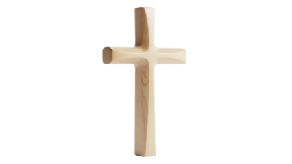 Isolated simple wooden cross, Christian religious symbol of faith and hope and salvation