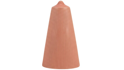 Isolated ribbed conical container, terracotta toned, smooth texture, simple design, modern shape