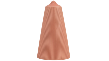 Isolated ribbed conical container, terracotta toned, smooth texture, simple design, modern shape