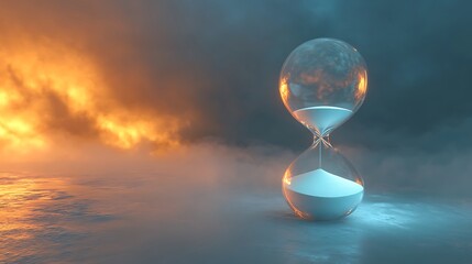 Surreal hourglass concept symbolizing time, urgency and ephemeral existence