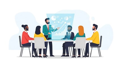 Team reviewing business performance