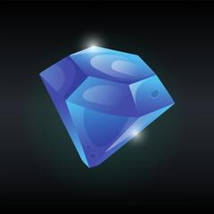 Shiny gems. Precious gemstone. Gaming asset. Jewel crystal. Faceted sapphire. Magic stone. Luxury diamond. Jewelry karat. Geological treasure. Quartz sparkle. Isolated crystalline. Game vector icon
