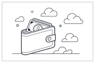 Digital Wallet Vector Illustration Set Mobile Payment, Online Banking, Fintech, Cashless Transaction