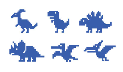 Dinosaur pixel game icon offline error. Cartoon dinosaur pixel icon art.