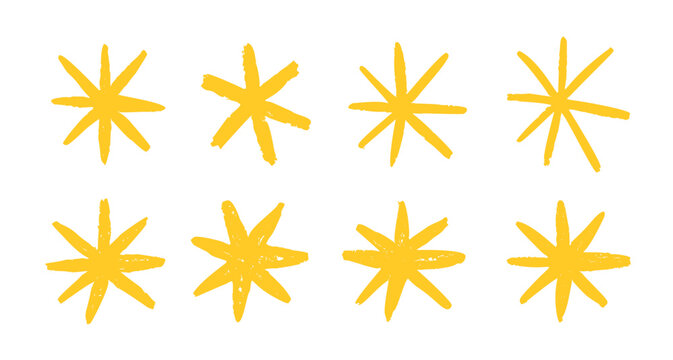 Star crayon pencil chalk hand drawn background sketch color. Yellow crayon star collage sticker doodle element.