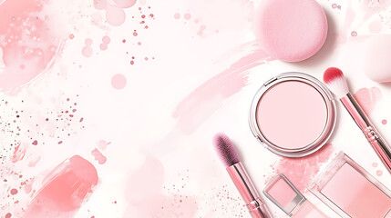 A cute cosmetic-themed background, perfect for use as a decorative backdrop or wallpaper.