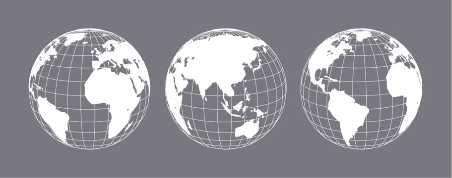 World globe earth vector icon. Global planet map america asia world earth travel concept illustration