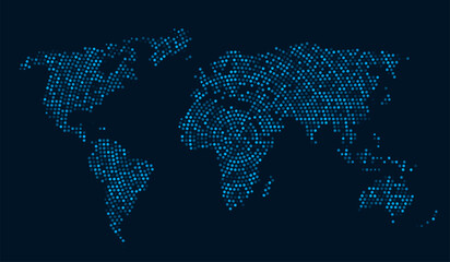 World map digital dots global technology background. Abstract data visualization network communication earth design.