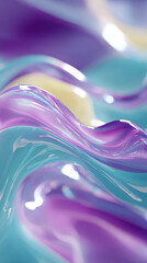 Abstract fluid glossy waves in vibrant colors.