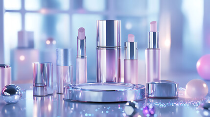 A cute cosmetic-themed background, perfect for use as a decorative backdrop or wallpaper.