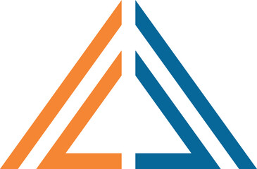  3d abstract  triangle technology colored  symbol logo on arrow sign isolated on white