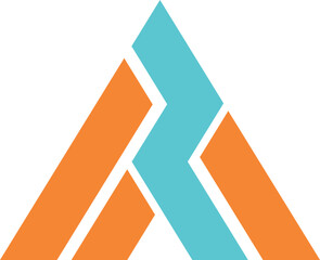  triangle technology atom symbol logo and yellow lines