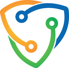  triangle technology atom symbol logo