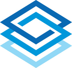 triple square geometry building vector logo