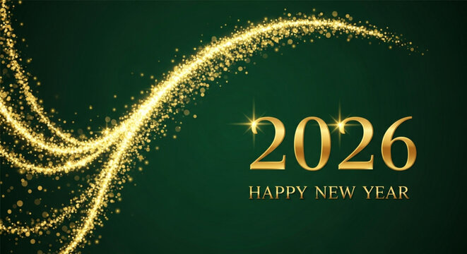 Happy New Year 2026 Golden Celebration Stock Vector . 2026 Happy New Year Background Design. Greeting Card, Banner, Poster. Vector Illustration .