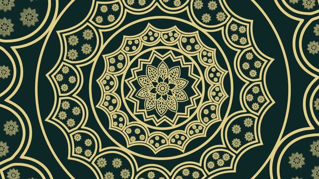 Ornamental Islamic geometric background inspired by Ramadan traditions, featuring elegant gold details and symmetrical patterns for spiritual and festive visual projects