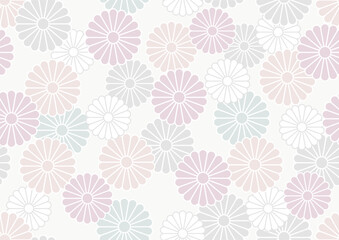Horizontally And Vertically Repeatable Japanese Auspicious Vintage Chrysanthemum Pattern. Vector Illustration. 