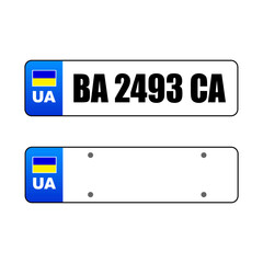Ukraine License Plate Template. UA Number Plate. Vector illustration