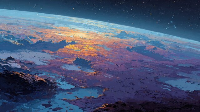 Alien planet surface with glowing bio-signature markers and probes
