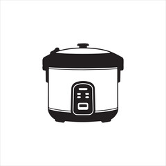 Obraz premium Silhouette rice cooker kitchen appliance automated machine vector illustration