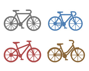 Fototapeta premium 4 bicycle illustrations, silhouettes, transparent background