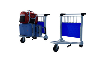 Airport luggage cart isolated 