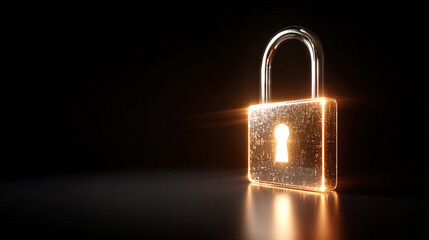 Fototapeta premium Bright lock shines on dark surface in a secure setting