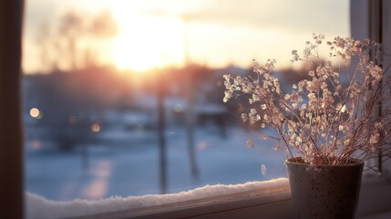 First morning of the New Year with soft sunlight through curtains
