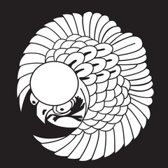 日本の伝統的な家紋「雀」のイラストです