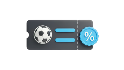 Soccer Ticket with Discount - 3D Render