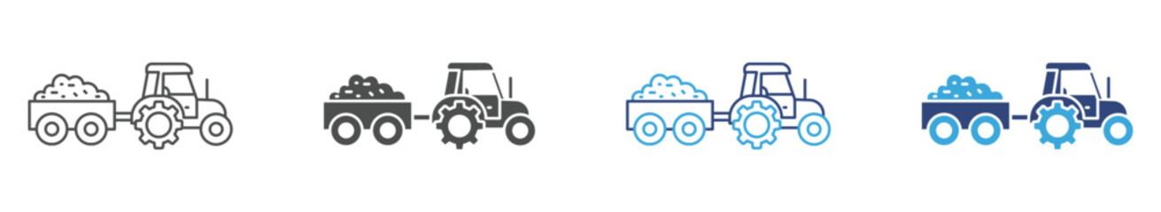 Agriculture Machinery Icon Set, Tractor and Farm Transport Symbols Collection, Farming Equipment Concept, Vector Illustration © Habiba Anika