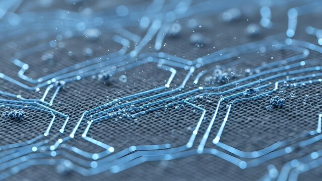 Linen Circuitry-Textile with Glowing Perovskite Solar Cells and Nanocoatings