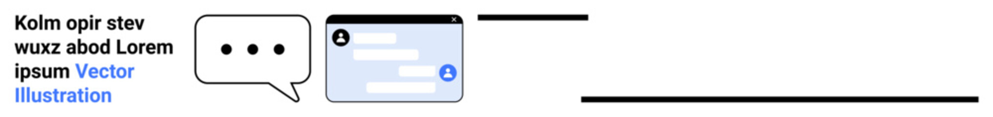 Fototapeta premium Online messaging, user communication, digital interface, chat support, social interaction, feedback systems. Chat bubble with text lines and message interface. Online messaging and user communication
